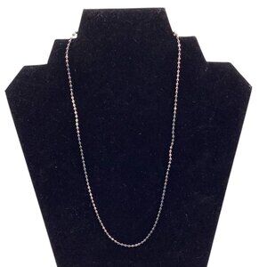 925 Sterling Silver 18in‎ Bead Chain Necklace Black & Rose Gold Tone